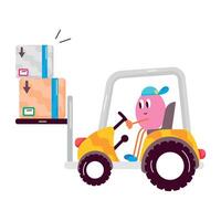 Easy to edit flat sticker of a forklift truck vector