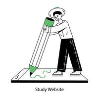 Check out outline mini illustration of study website vector