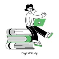 Modern line style mini illustration of digital study vector
