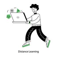 Get this outline mini illustration of distance learning vector