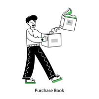 A scalable outline mini illustration of purchase book vector