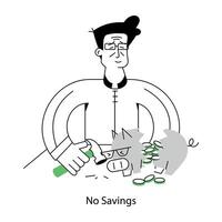 A mini illustration of no savings in line style vector
