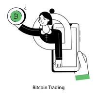 Get this linear mini illustration of bitcoin trading vector