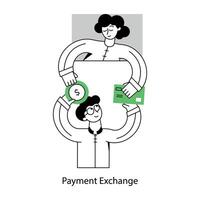 Payment exchange mini illustration in line style vector