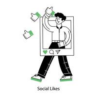 Check this linear mini illustration of social likes vector