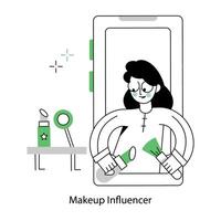 Makeup influencer outline style mini illustration vector