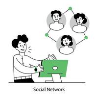 Check out outline mini illustration of social network vector