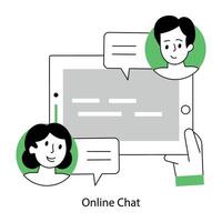An outline mini illustration of online chat vector