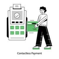 Latest outline mini illustration of contactless payment vector
