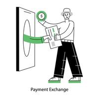 Payment exchange mini illustration in line style vector