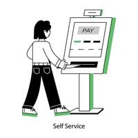 Latest outline mini illustration of self service vector