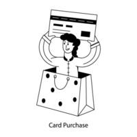 Trendy outline mini illustration of card purchase vector