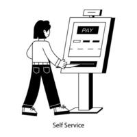 Latest outline mini illustration of self service vector