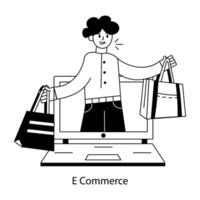 Premium outline mini illustration of e commerce vector