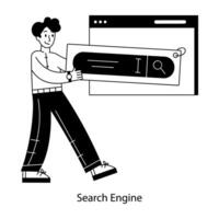 Get this linear mini illustration of search engine vector