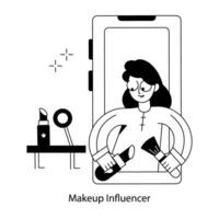 Makeup influencer outline style mini illustration vector