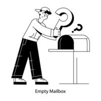An outline mini illustration of empty mailbox vector
