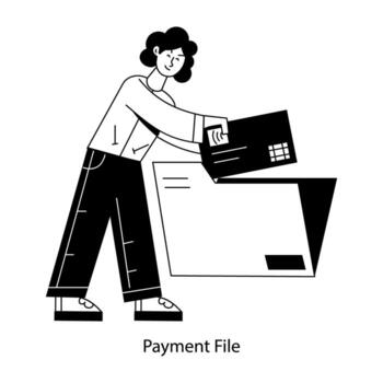 Ready to use linear mini illustration of payment file vector