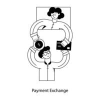 Payment exchange mini illustration in line style vector