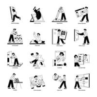 Latest Pack of Online Learning Linear Mini Illustrations vector