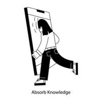 Check this outline mini illustration of absorb knowledge vector