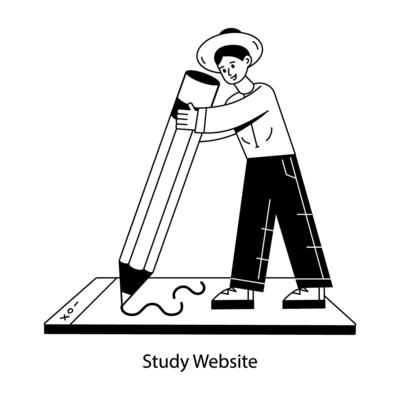 Check out outline mini illustration of study website