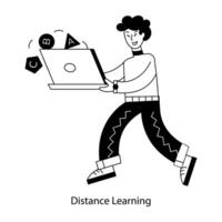 Get this outline mini illustration of distance learning vector