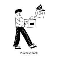 A scalable outline mini illustration of purchase book vector