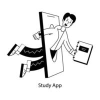 A handy linear mini illustration of study app vector