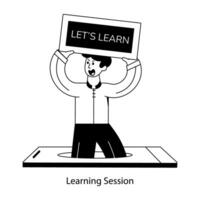 Check out outline mini illustration of learning session vector