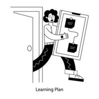 A customizable linear mini illustration of learning plan vector