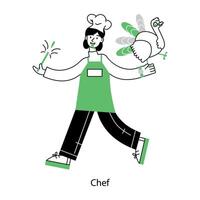A well-designed linear mini illustration of chef vector