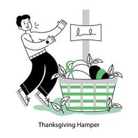 Grab this linear mini illustration of thanksgiving hamper vector