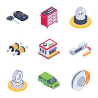 Bundle of Auto Service Isometric Icons vector
