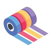 An isometric style icon of colourful tape rolls vector