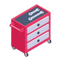 Handy isometric icon of a cabinet trolley vector