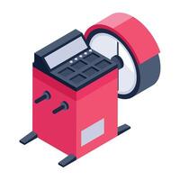 Trendy isometric icon of tyre balancer vector