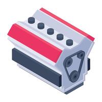 Get this isometric icon of a car engine vector