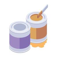Easy to edit isometric icon of paint cans vector