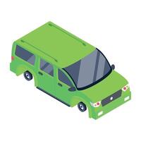 A broken car without wheels, isometric style icon vector