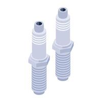 Grab this isometric icon of spark plugs vector