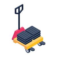 Easy to edit isometric icon of pallet truck vector
