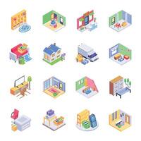 Set of Home Relocation Isometric Icons vector