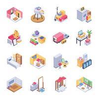 Trendy Isometric Icons of Relocation Service vector
