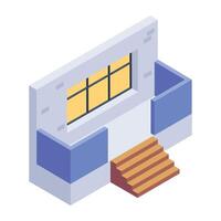Handy isometric icon of a bay window vector
