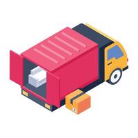 Get this isometric icon of a loading truck vector