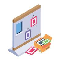 An isometric style icon of packing frames vector