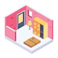 Easy to edit isometric icon of furniture placement vector