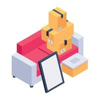 Get this isometric icon of moving cartons vector