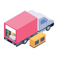 Ready to use isometric icon of a home moving vehicle vector